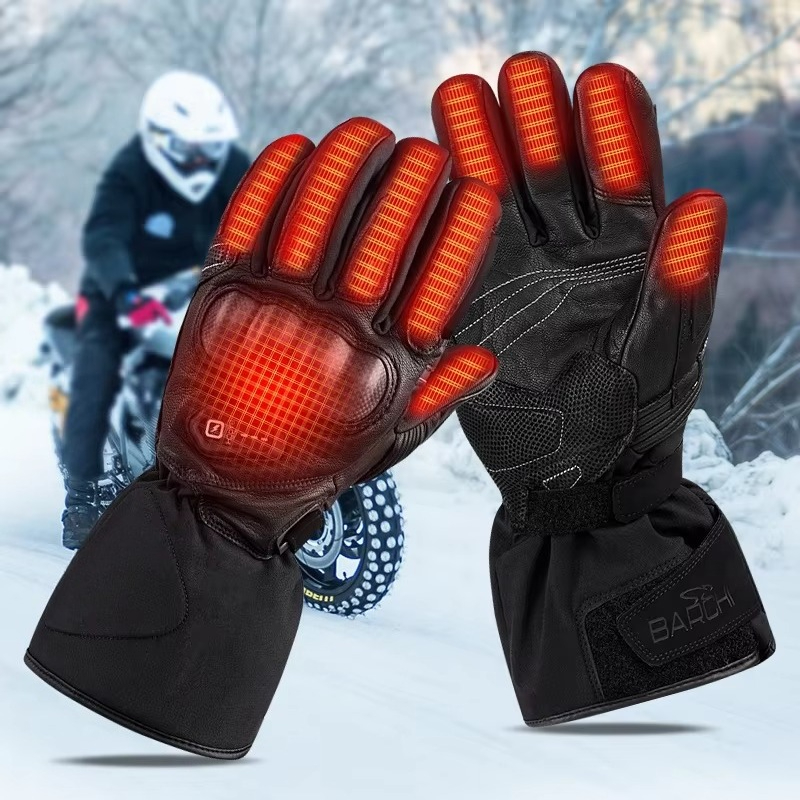 Heated Gloves Electric - Guanti da moto in pelle riscaldati,